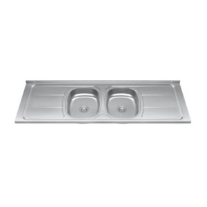 Pia Cozinha Inox Ghelplus 160 cm x 53 cm 2 Cubas S