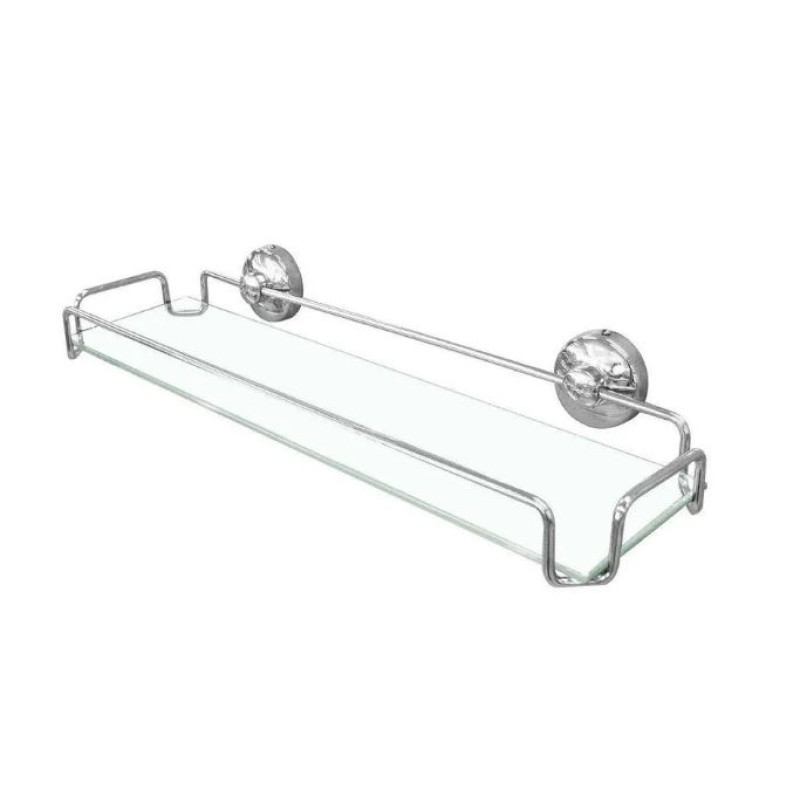 Prateleira Vidro Jackwal Standand 40x10x4,5cm Cromado Ref 2917