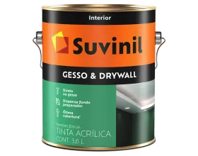 Tinta Acrílica Suvinil Gesso e Drywall 3,6 Litros Fosco Branco