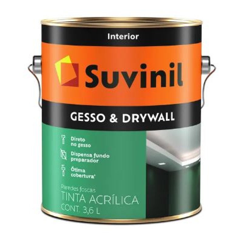 Tinta Acrílica Suvinil Gesso e Drywall 3,6 Litros Fosco Branco