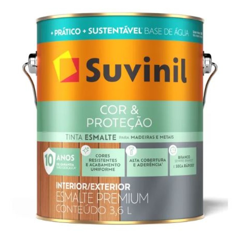 Tinta Esmalte Sintético Suvinil Base de Água 3,6 Litros Brilhante Branco