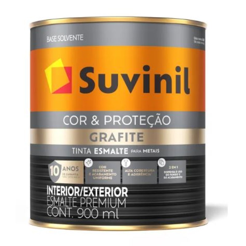 Tinta Esmalte Sintético Suvinil 0,900 ml Fosco Grafite Escuro