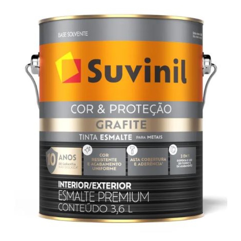 Tinta Esmalte Sintético Suvinil 3,6 Litros Fosco Grafite Escuro