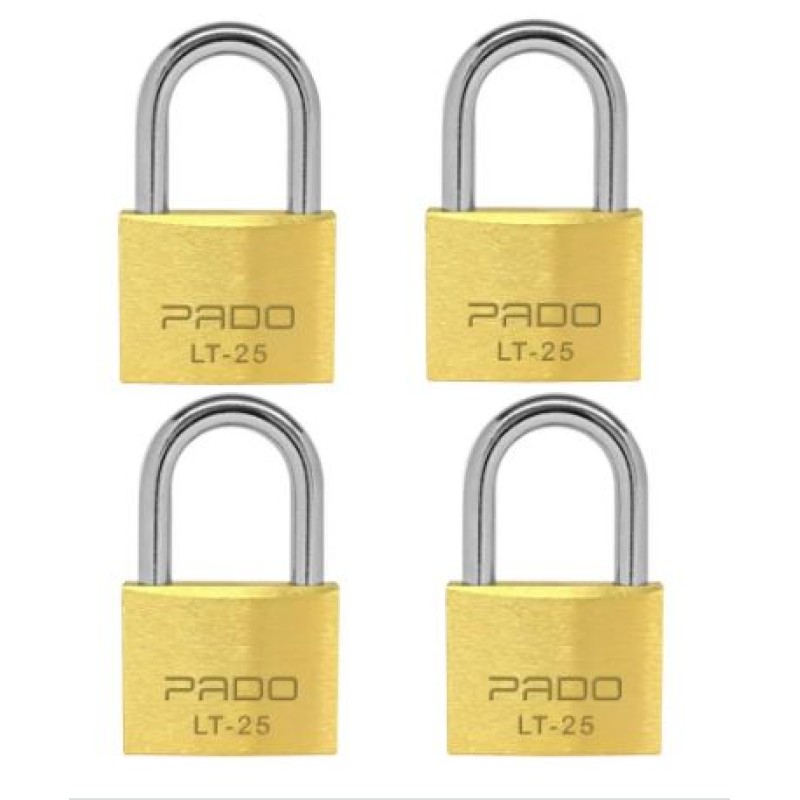 Kit Cadeado Pado 25 mm Latão 4 Peças