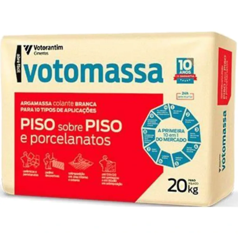 Argamassa Votoran 20kg Piso Sobre Piso Porcelanato Branca Interna/Externa