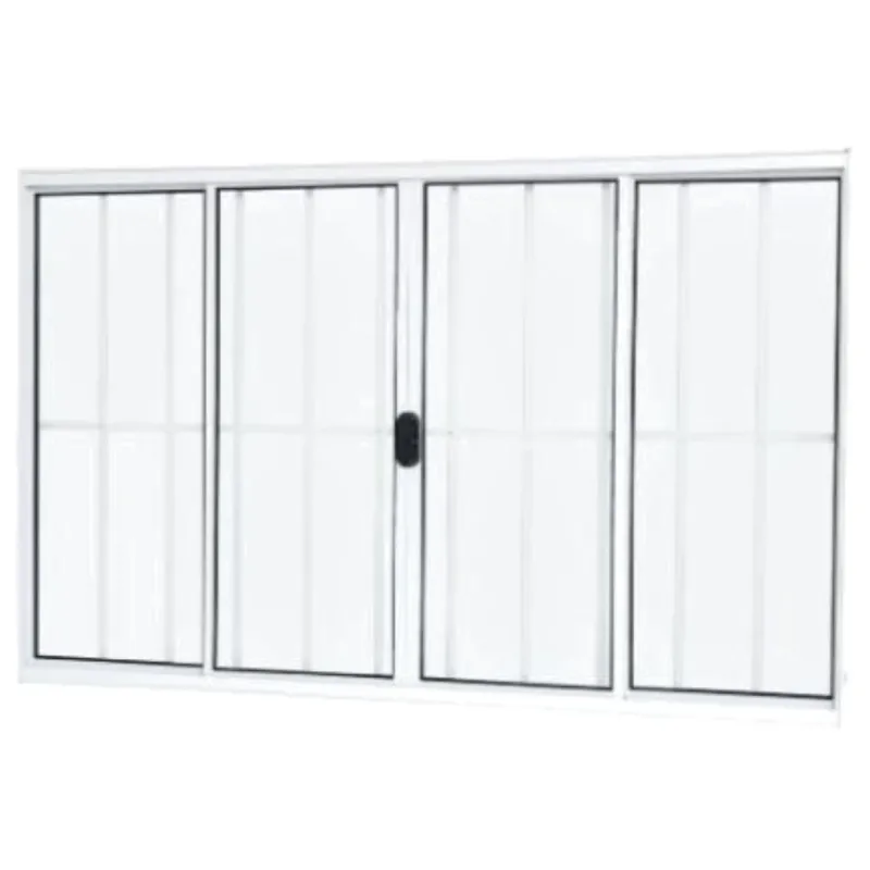 Janela C/Grade Alumínio Ranassol 4 Folhas 100 cm x 150 cm R.8 cm Branco Ref 41139