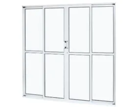 Porta Balcão Alumínio Ramassol 4 Folhas 200 cm x 210 cm R.7,9 Branco Ref 11165