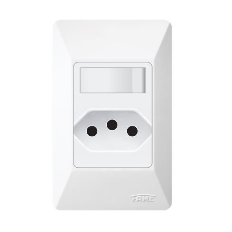 Interruptor Simples + Tomada 20A Fame Sistema Externo Branco R.1410