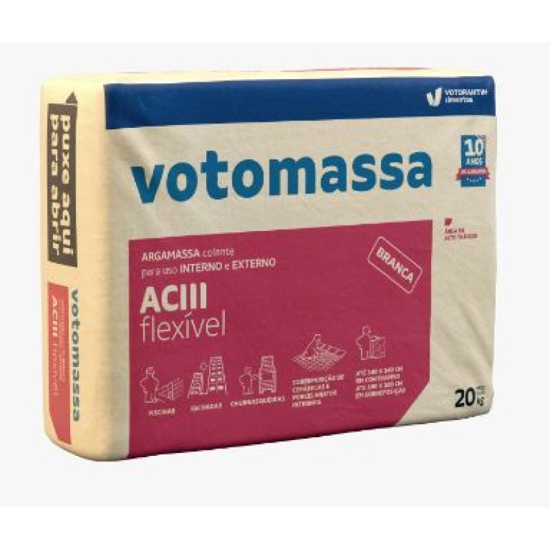 Argamassa Votoran 20kg ACIII Branca Interna/Externa