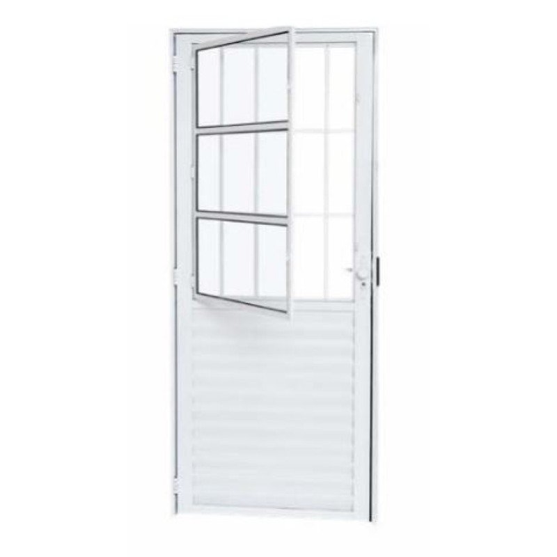Porta Alumínio Ramassol Mini Boreal 80 cm x 210 cm R. 4 cm Esquerda Branco Ref 23143