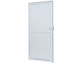 Porta Alumínio Ramassol Laminada 60 cm x 210 cm R.4 cm Esquerda Branco Ref 20108