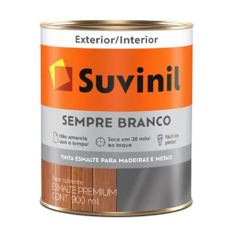 Tinta Esmalte Sintético Suvinil Sempre Branco 0,900 ml Acetinado Branco 