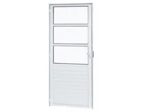 Porta Alumínio Ramassol 3 Vidros Mini Boreal 80 cm x 210 cm Esquerda Branco Ref 23146