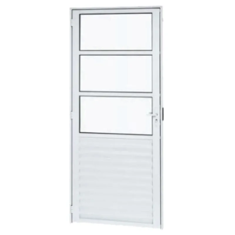 Porta Alumínio Ramassol 3 Vidros Mini Boreal 80 cm x 210 cm Esquerda Branco Ref 23146