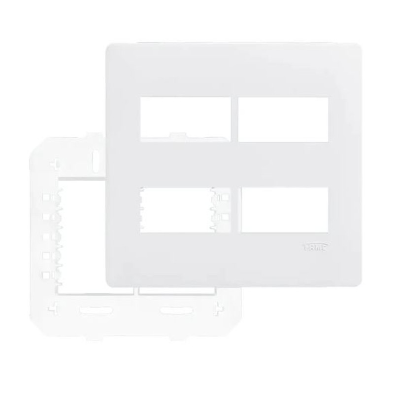 Conjunto Placa 4x4 4 Posição Fame Habitat Branco R.3642