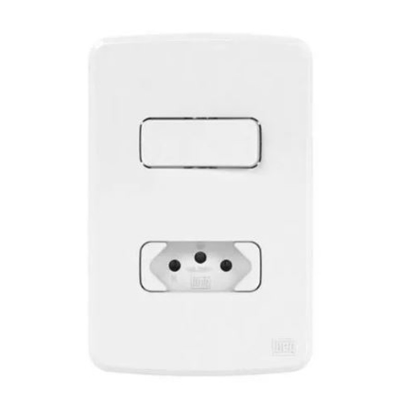 Conjunto Interruptor Simples + Tomada 10A Weg Composé Branco R.13272553