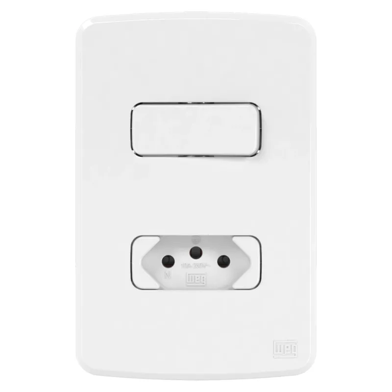 Conjunto Interruptor Simples + Tomada 20A Weg Composé Branco R.13272579