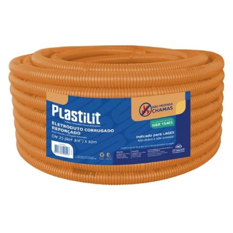 Eletroduto Corrugado Reforçado Plastilit 32 mm x 10 Metros Laranja
