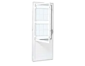 Porta Aço C/ Grade Ramassol 83 cm x 215 cm R.12 cm Esquerda Branco Ref 1017818