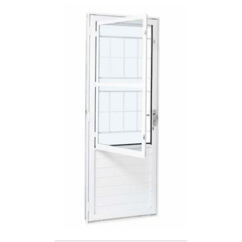 Porta Aço C/ Grade Ramassol 83 cm x 215 cm R.12 cm Esquerda Branco Ref 1017818