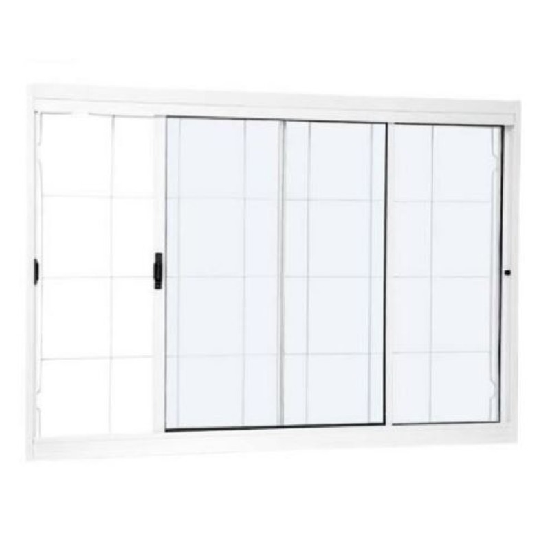 Janela C/Grade Aço Ramassol 2 Folhas 100 cm x 120 cm Branco Ref 1016113