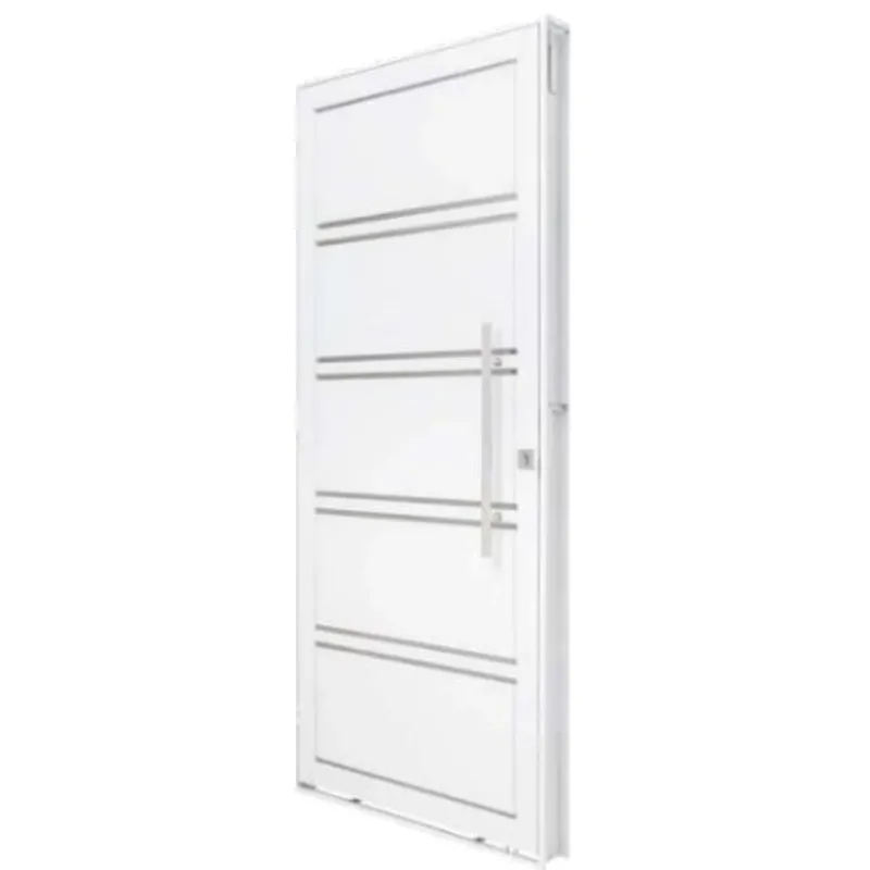 Porta Aço Ramassol C/Friso Inox 100 cm x 215 cm R.12 cm Esquerda Branco Ref 1013882