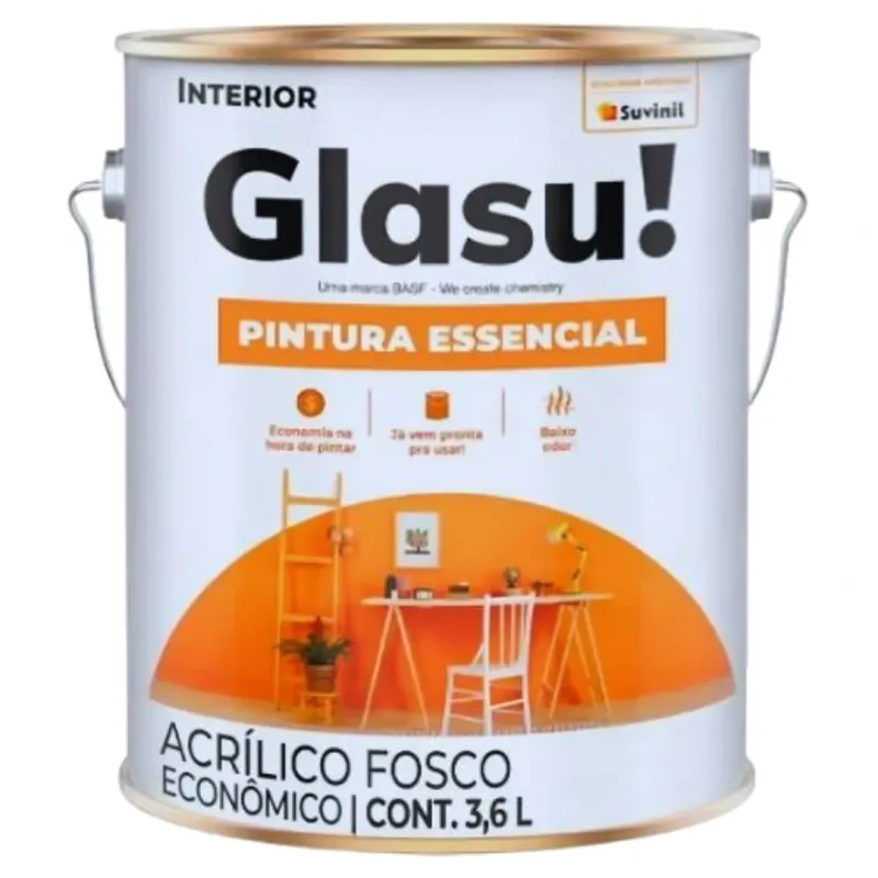 Tinta Acrílica Essencial Glasurit 3,6 Litros Fosco Branco