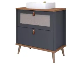 Gabinete Banheiro Veneto em Mdf 80 cm Mgm Freijo / Titanium