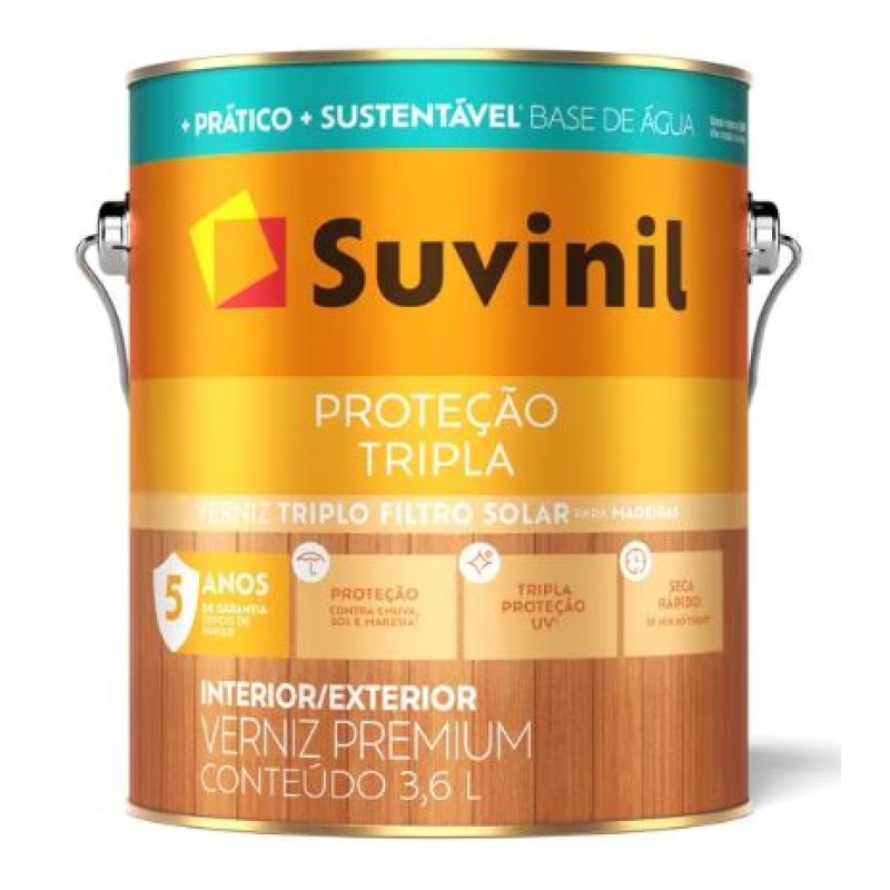 Verniz Proteção Tripla Base De Água Suvinil 3,6 Litros Brilhante Natural