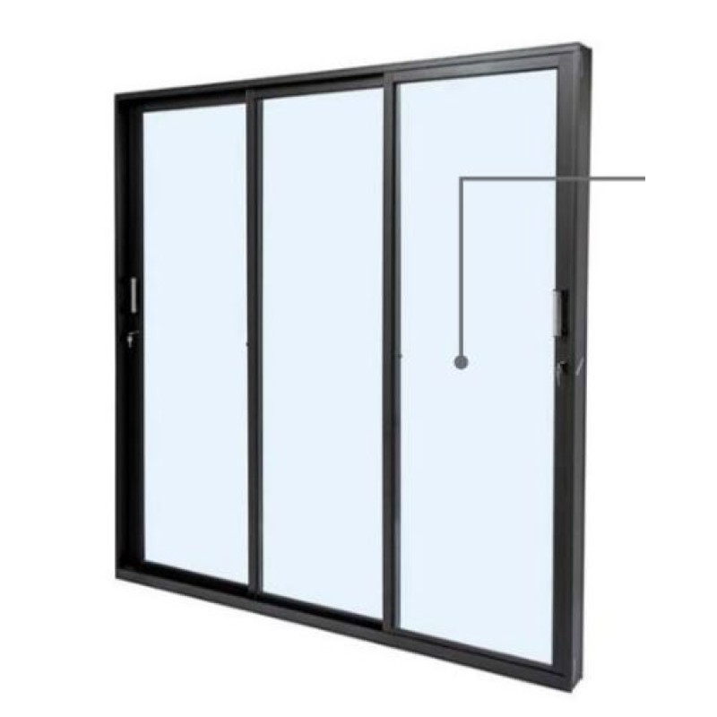Porta Balcão Alumínio Ramassol 3 Folhas Móveis 160 cm x 210 cm R.12,2 Preto Ref 1024922