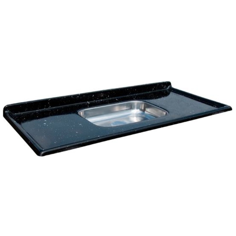 Pia de Cozinha Marmorite Isomármore 160 cm Cuba Inox Preto