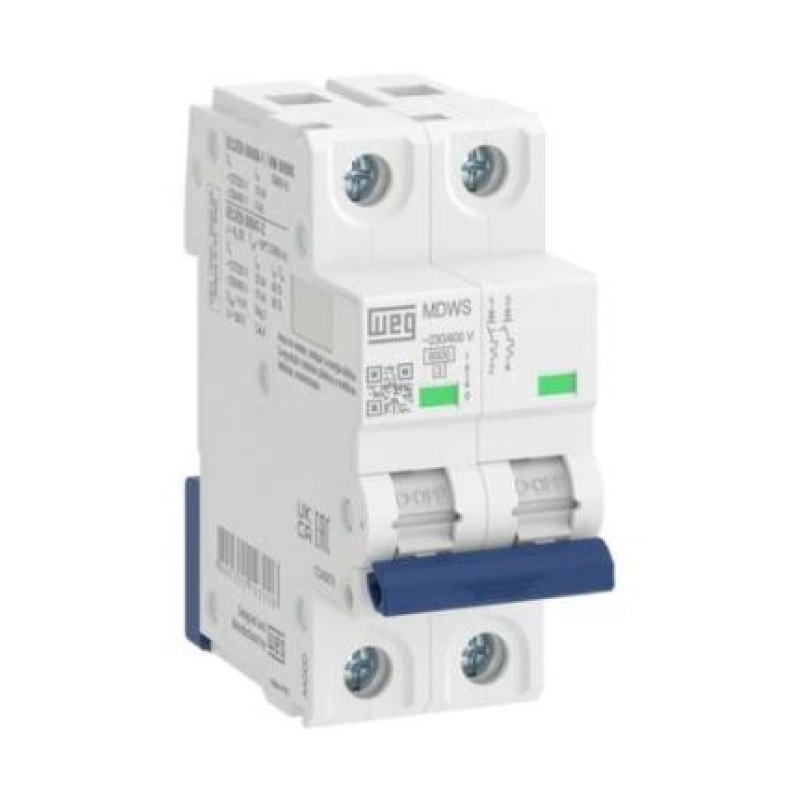 Disjuntor Din Curva C Weg 2x63 C6 Ref 14450001