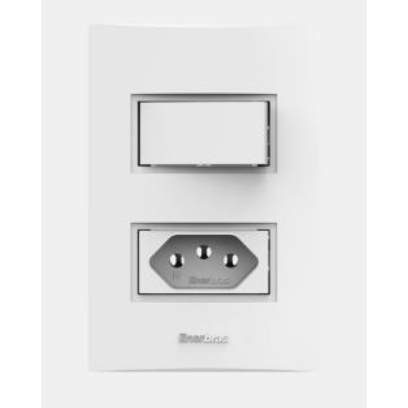 Conjunto Interruptor Simples + Tomada 10 A Enerbras Beleze Branco Ref 1409-ESN