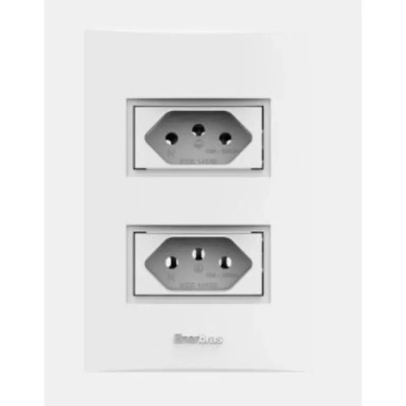 Conjunto Tomada Dupla 20 A Enerbras Beleze Branco Ref 1497-EN