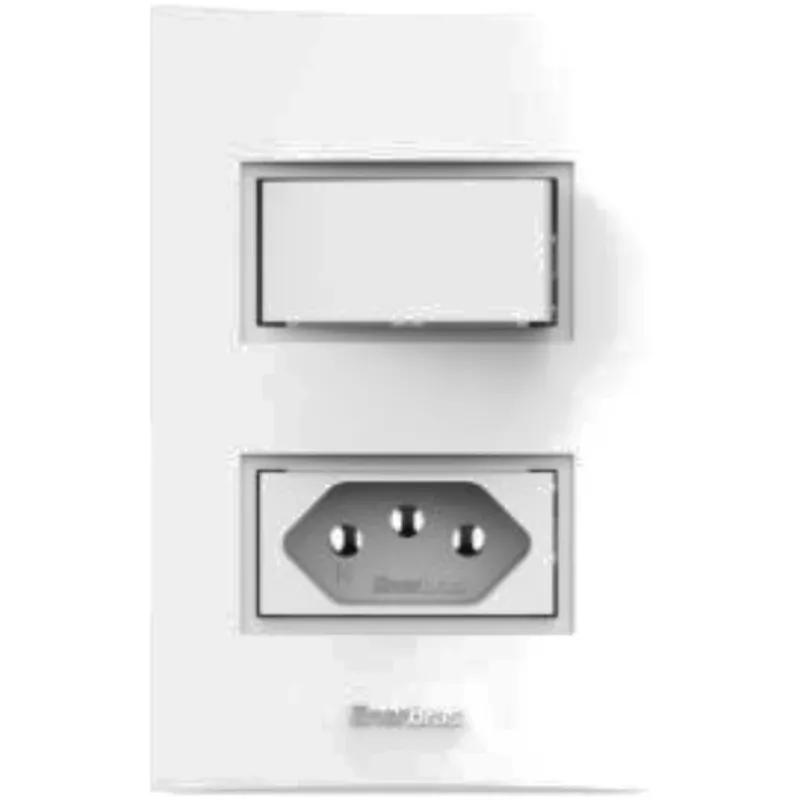 Conjunto Interruptor Simples + Tomada 20 A Enerbras Beleze Branco Ref 1499-ESN