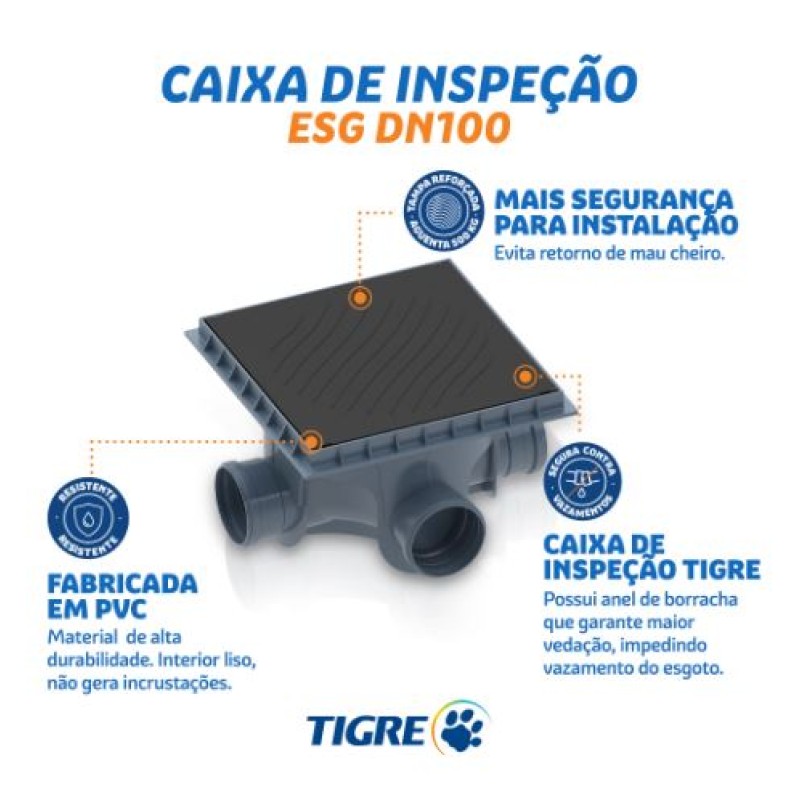 Caixa de Inspeção Com Tampa Tigre 100x300 Cinza