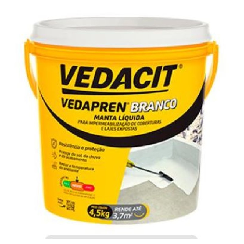 Impermeabilizante Para Laje Vedapren Vedacit 4,5 kg Branco
