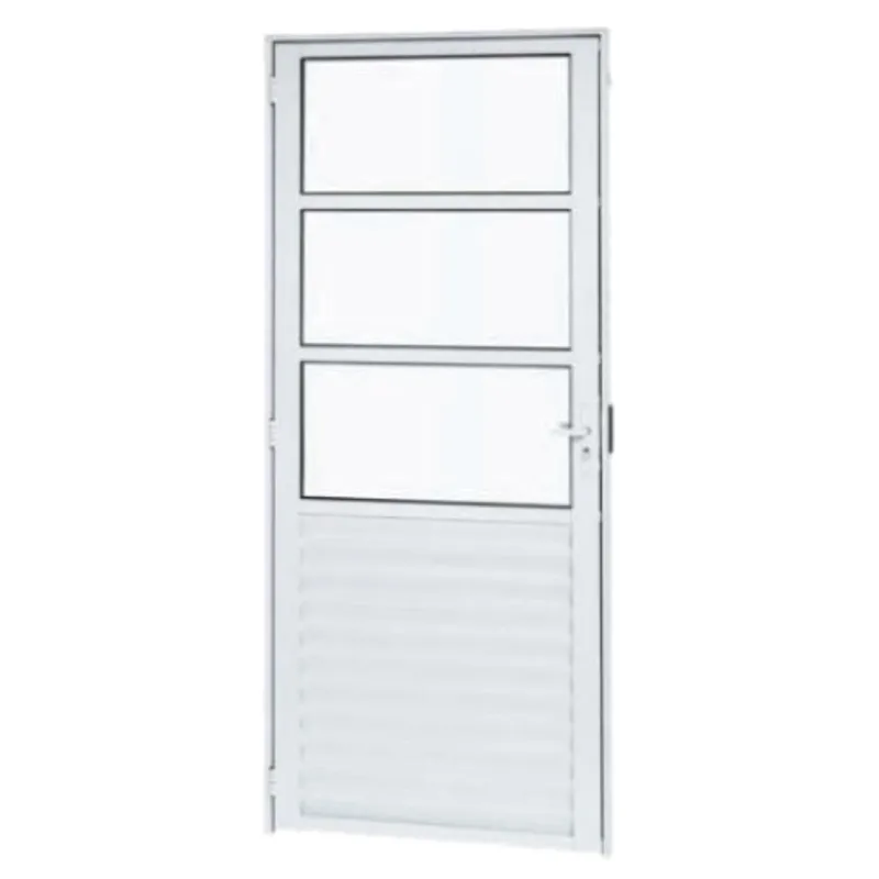 Porta Alumínio Ramassol 3 Vidros 80 cm x 210 cm Esquerda Branco Ref 21146