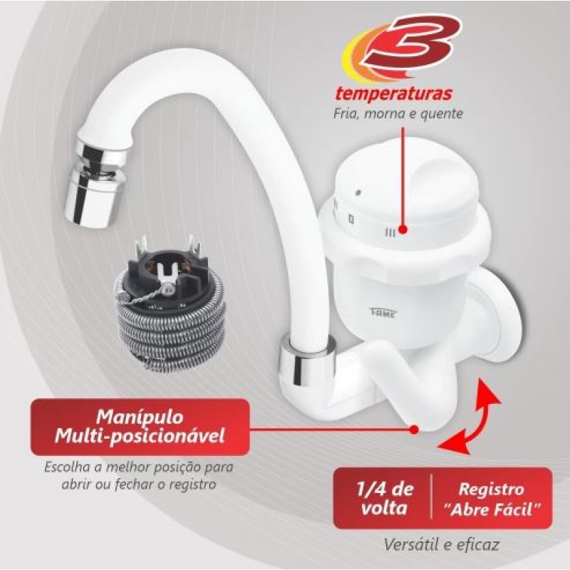 Torneira Elétrica Bica Alta Fame 4800W 127V Branco R.1992