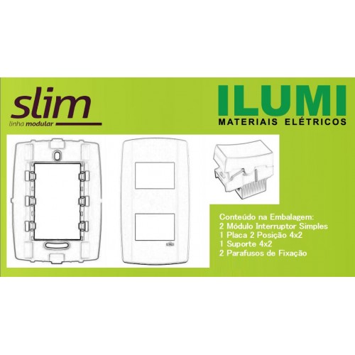 Conjunto 2 Interruptores Simples 10A + Placa 4x2 Slim R:8018