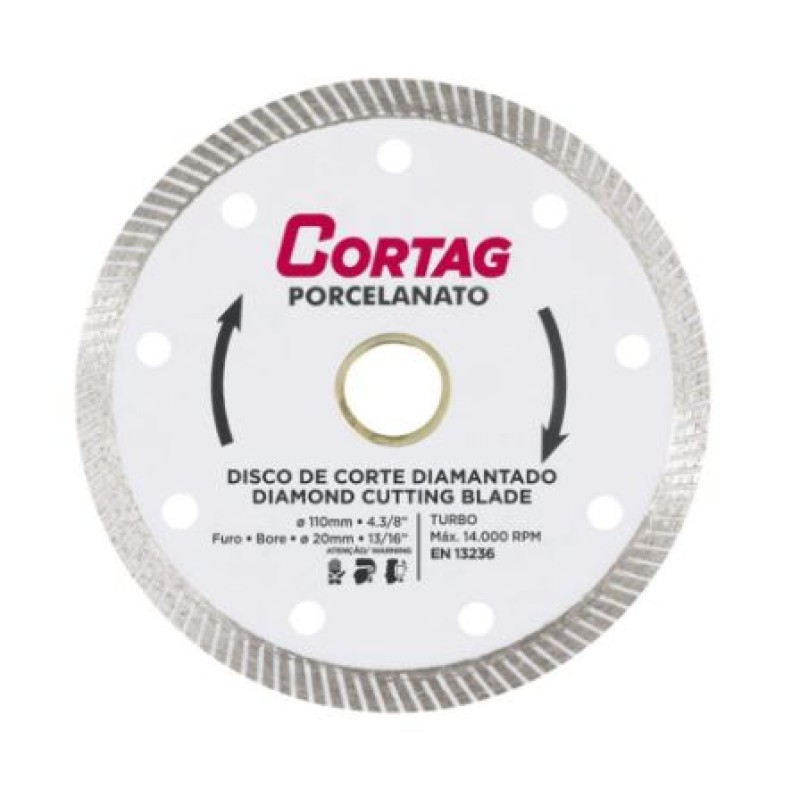 Disco Diamantado Porcelanato Cortag 110mm x 20mm