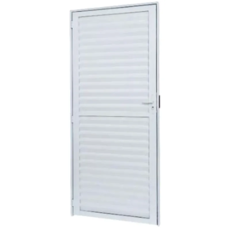 Porta Alumínio Ramassol Laminada 60 cm x 210 cm R.4 cm Direita Branco Ref 10108