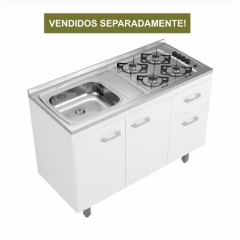 Pia Cozinha Inox + 4 Chamas Ghelplus 120 cm x 53 cm S/Valvula
