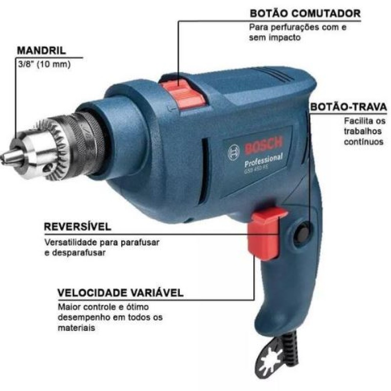 Furadeira de Impacto Bosch 450 Watts 127 Volts GSB 450 RE
