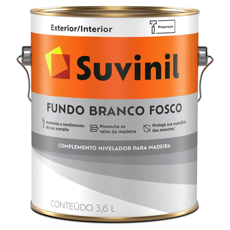Fundo Branco Fosco Para Madeira Suvinil 3,6 Litros