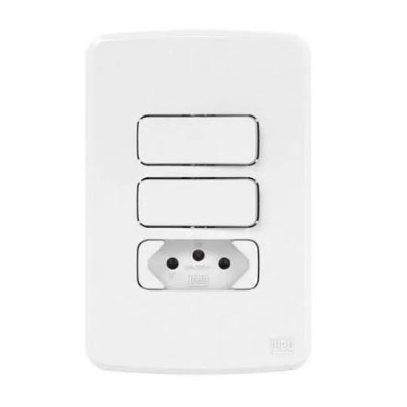 Conjunto 2 Interruptor Simples + Tomada 20A Weg Composé Branco R.13272581
