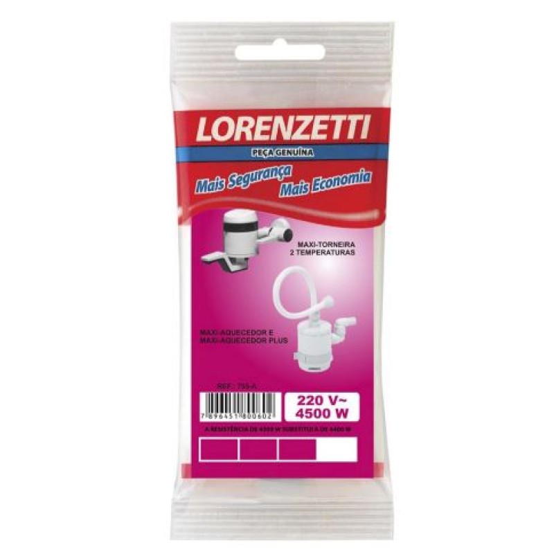 Resistência aquecedor Lorenzetti 4500W 220V Maxi