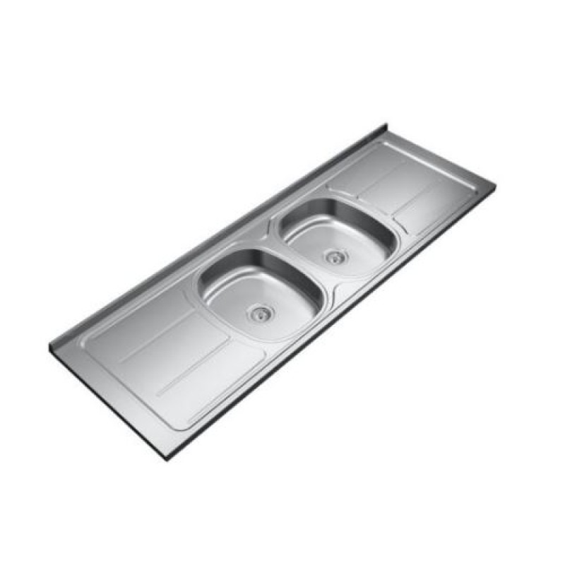 Pia Cozinha Inox Ghelplus 160 cm x 53 cm 2 Cubas S/Valvula