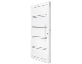 Porta Aço Ramassol C/Friso Inox 100 cm x 215 cm R.12 cm Esquerda Branco Ref 1013882