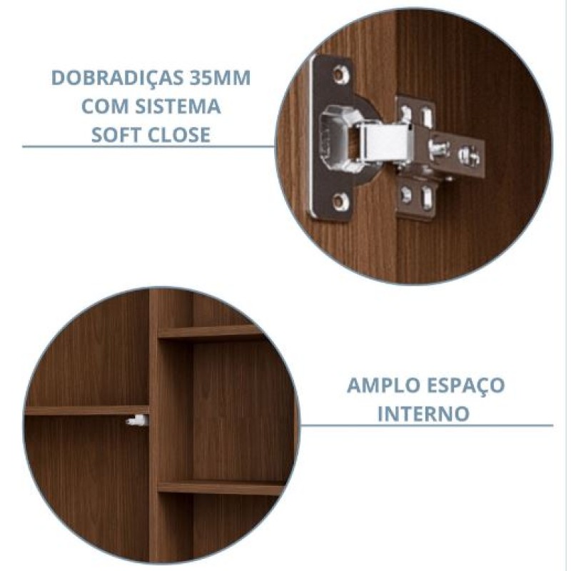 Espelheira Treviso em Mdf Mgm 56 cm Amêndoa